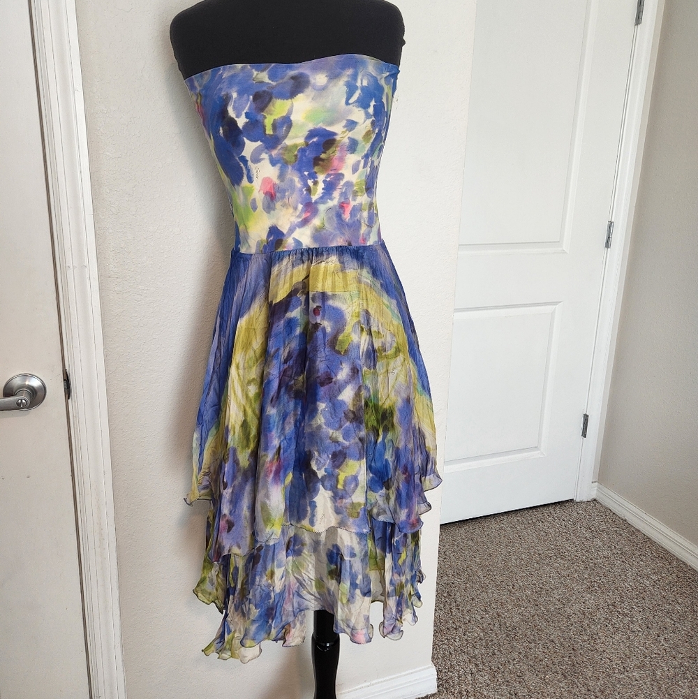 Elegant Strapless Floral Dress